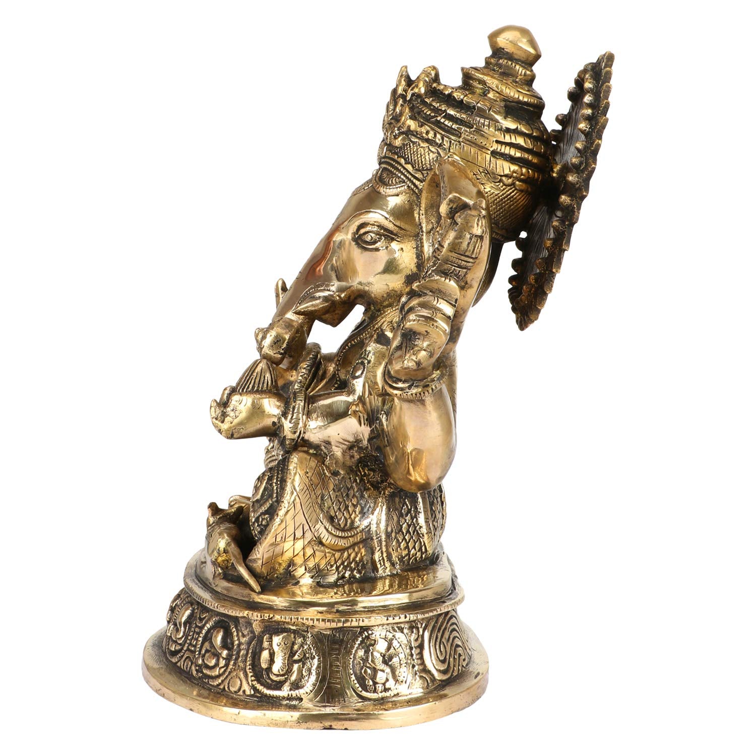 Kartique Brass Lord Ganesha Ganesh Bhagwan Idol Ganpati Murti Metal Statue For Home Office Entrance Decor Diwali Pooja Good Luck